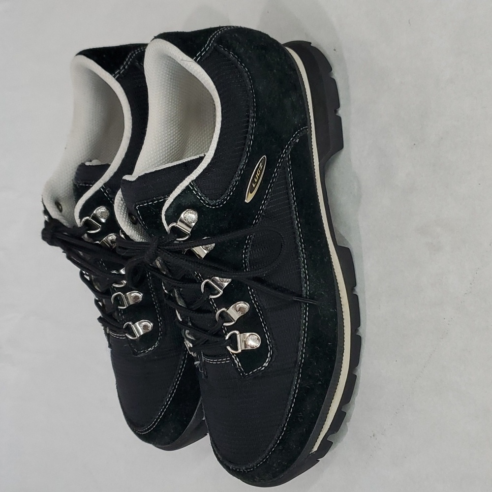 LUGZ Men's Black Low Top Leather Suede Hiking Shoe Boots Sneakers Size 9 Y2K